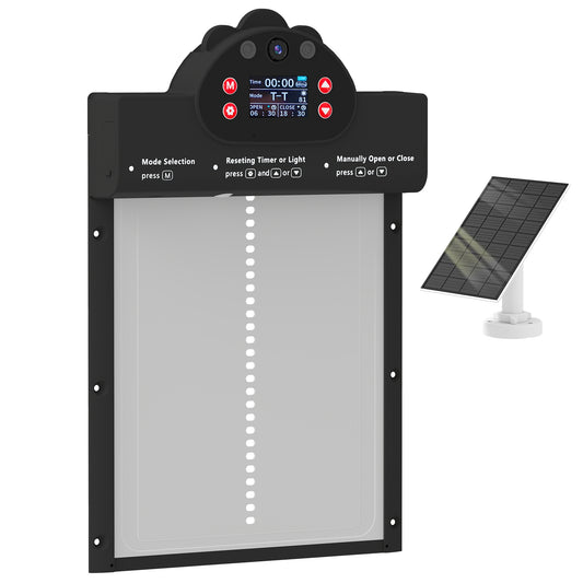 2K HD AI Camera Automatic Chicken Coop Door, WiFi Solar Powered Auto Chicken Coop Door Opener with Timer & Light Sensor, APP Remote Control, 5200 mAh Battery, Anti-Pinch & Alarm Driver Function