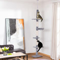 Load image into Gallery viewer, 8.5ft Cat Climbing Tree 5-Tier Kitty Activity Center Floor-to-Ceiling Cat Climber Toy with Scratching Post Play Rest Post Pet Furniture Grey
