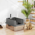 Load image into Gallery viewer, Stainless Steel Cat Litter Box, XL Extra Large Metal Litter Box Pan Tray for Big Cats, High Sided, Anti-Urine Leakage, Easy Cleaning, Non-Sticky, Absorbs Odors, Include Scoop & Pad, Dark Gray
