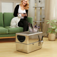 Charger l'image dans la visionneuse de la galerie, Stainless Steel Cat Litter Box with Lid, Extra Large Enclosed Litter Box with Top Litter-Catching Holes, Scoop, Dual Entry, Easy Clean, Silver
