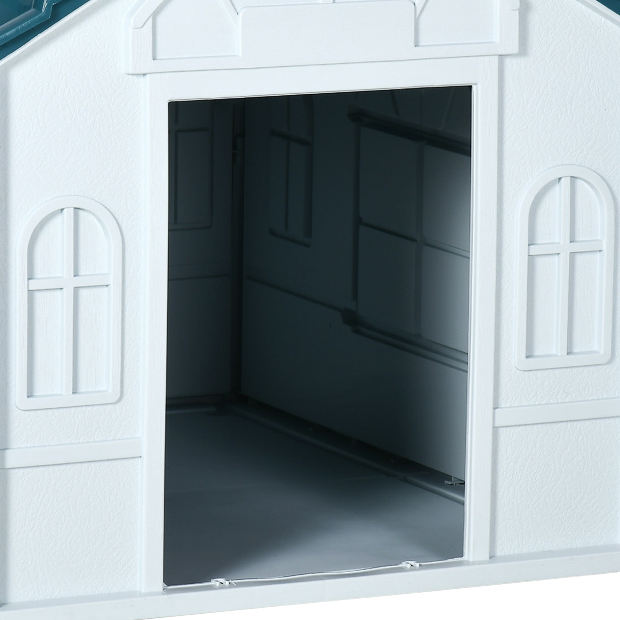 PawHut Plastic Dog House, Water Resistant Puppy Shelter Indoor Outdoor with Door, Easy to Assemble, for Large Dogs, Blue