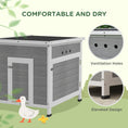 Load image into Gallery viewer, Wooden Duck House, Raised Poultry Coop with Ramp, Double Doors, Openable Asphalt Roof, Ventilation Holes, Removable Base, for 2-4 Ducks, Chickens, Geese, Light Grey
