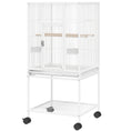 Load image into Gallery viewer, Detachable Bird Cage on Wheels, for Finches, Parakeets, Budgies, Budgie Cage, Parrot Aviary with Accessories, Storage Shelf - White

