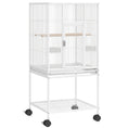 Load image into Gallery viewer, Detachable Bird Cage on Wheels, for Finches, Parakeets, Budgies, Budgie Cage, Parrot Aviary with Accessories, Storage Shelf - White
