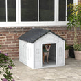 Load image into Gallery viewer, Plastic Dog House Outdoor Indoor, Weather-Resistant Dog Kennel, with Large Opening, for Large Dogs, 84.2 x 98.2 x 82cm - Grey

