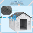Load image into Gallery viewer, Plastic Dog House Outdoor Indoor, Weather-Resistant Dog Kennel, with Large Opening, for Large Dogs, 84.2 x 98.2 x 82cm - Grey
