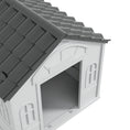Load image into Gallery viewer, Plastic Dog House Outdoor Indoor, Weather-Resistant Dog Kennel, with Large Opening, for Large Dogs, 84.2 x 98.2 x 82cm - Grey
