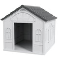 Load image into Gallery viewer, Plastic Dog House Outdoor Indoor, Weather-Resistant Dog Kennel, with Large Opening, for Large Dogs, 84.2 x 98.2 x 82cm - Grey
