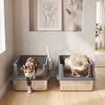 Charger l'image dans la visionneuse de la galerie, 2 Pack XL Stainless Steel Litter Box, Extra Large Metal Cat Litter Box High Sided for Big and Multiple Cats, Semi-Enclosed with Scoops, Anti-Urine Leakage
