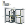 Load image into Gallery viewer, Rabbit Hutch Outdoor Guinea Pig Hutch 2 Tier Wooden Cage w/ Ramp, Divider, Openable Roof, 125 x 48 x 100cm - Grey
