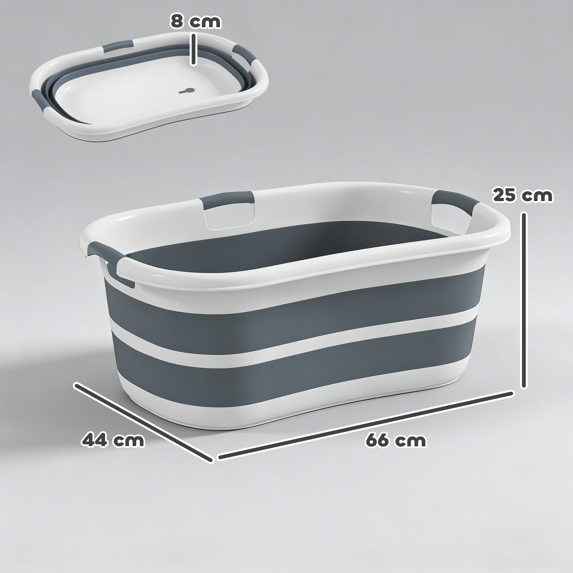 27L Collapsible Dog Bath Tub for Small Dogs & Cats, Portable Pet Bath Tub with Drainage Hole, Space Saving Foldable Puppy Bathtub for Indoor & Outdoor, Grey