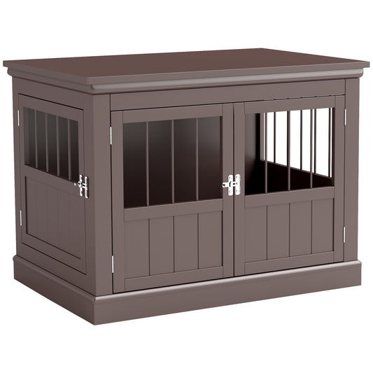 Dog Crate Furniture, 31" Dog Kennel Side End Table with Three Doors, Indoor Dog Cage for Small Dogs, Coffee