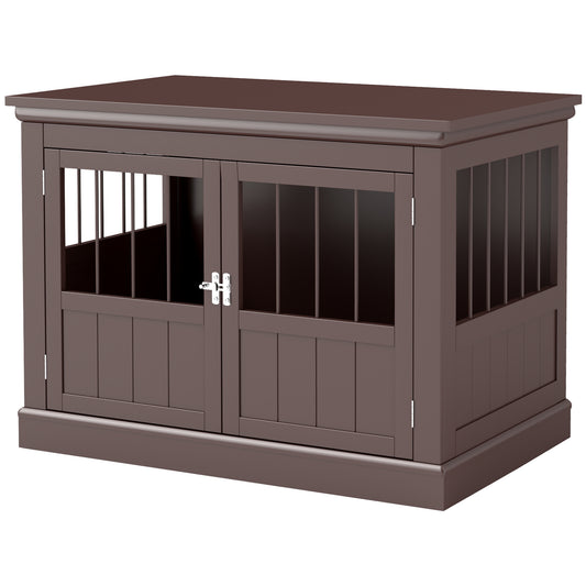 Dog Crate Furniture, 31" Dog Kennel Side End Table with Three Doors, Indoor Dog Cage for Small Dogs, Coffee