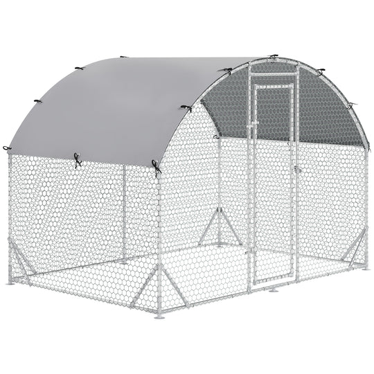 Walk In Chicken Run Galvanised Chicken Coop Hen Poultry House Cage Pet Playpen Garden with Water-Resist Cover, 2.8 x 1.9 x 2m