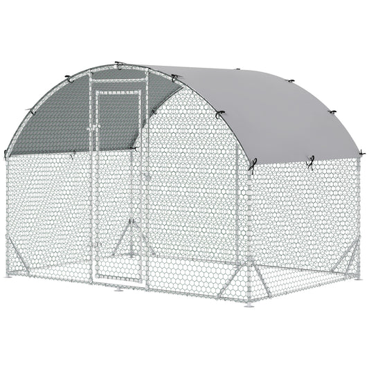 PawHut Large Chicken Coop Metal Chicken Run with Waterproof and Anti-UV Cover, Dome Shaped Walk-in Fence Cage Hen House for Outdoor and Yard Farm Use, 1" Tube Diameter, 9.2' x 6.2' x 6.5'