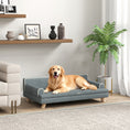 Charger l'image dans la visionneuse de la galerie, Dog Sofa, 39" Cat Couch with Removable Cushion, Washable Cover, Wooden Legs, Elevated Pet Cat Sofa for Medium & Large Dogs, Dark Grey

