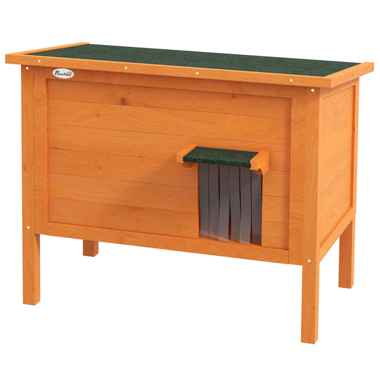 Outdoor Cat House, Wooden Insulated Cat Shelter with Asphalt Roof, Removable Floor, Foam, for Cats, Small Animals, Orange