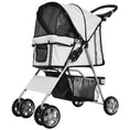 Load image into Gallery viewer, Pet Stroller for Small Miniature Dogs Cats Foldable Travel Carriage with Wheels Zipper Entry Cup Holder Storage Basket Grey
