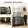 Load image into Gallery viewer, Heavy Duty Dog Crate, Dog Cage with Wheels for Medium Large Breeds, Metal Pet Crate with Removable Tray and 3 Doors for Indoor & Outdoor, 95 x 57 x 81 cm, Black
