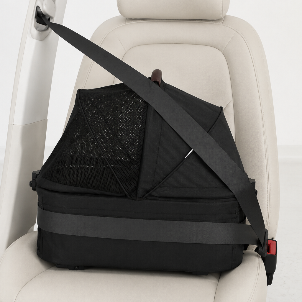 3-in-1 Foldable Pet Stroller for Small Dogs & Cats with Detachable Carrier Black
