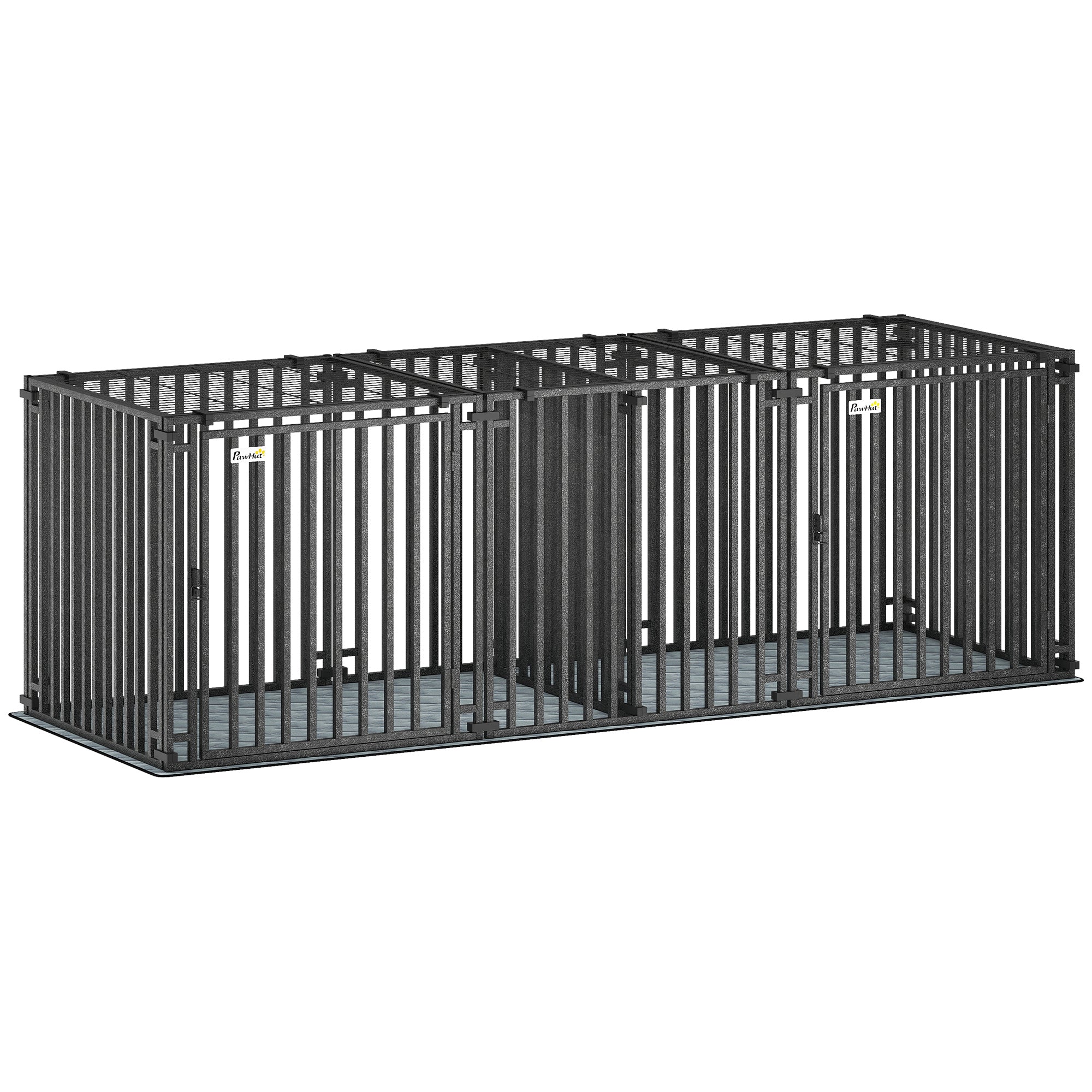 83"L Heavy Duty Dog Crate, Extra Large Metal Dog Cage Kennel with Divider and Mat for Small Medium Large Breeds, Modular Puppy Playpen with Double Doors for Indoor Outdoor, Black