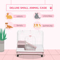 Load image into Gallery viewer, 27"H 2-Level Small Animal Cage Rabbit Hutch with Universal Lockable Wheels, Slide-out Tray for Bunny, Chinchillas, Ferret, Pink
