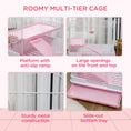 Load image into Gallery viewer, 27"H 2-Level Small Animal Cage Rabbit Hutch with Universal Lockable Wheels, Slide-out Tray for Bunny, Chinchillas, Ferret, Pink
