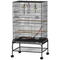 Load image into Gallery viewer, 43" Bird Cage for Budgies Cockatiels Canaries Lovebirds Finches with Rolling Stand, Toys, Removable Tray, Storage Shelf, Black
