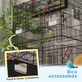Load image into Gallery viewer, 43" Bird Cage for Budgies Cockatiels Canaries Lovebirds Finches with Rolling Stand, Toys, Removable Tray, Storage Shelf, Black
