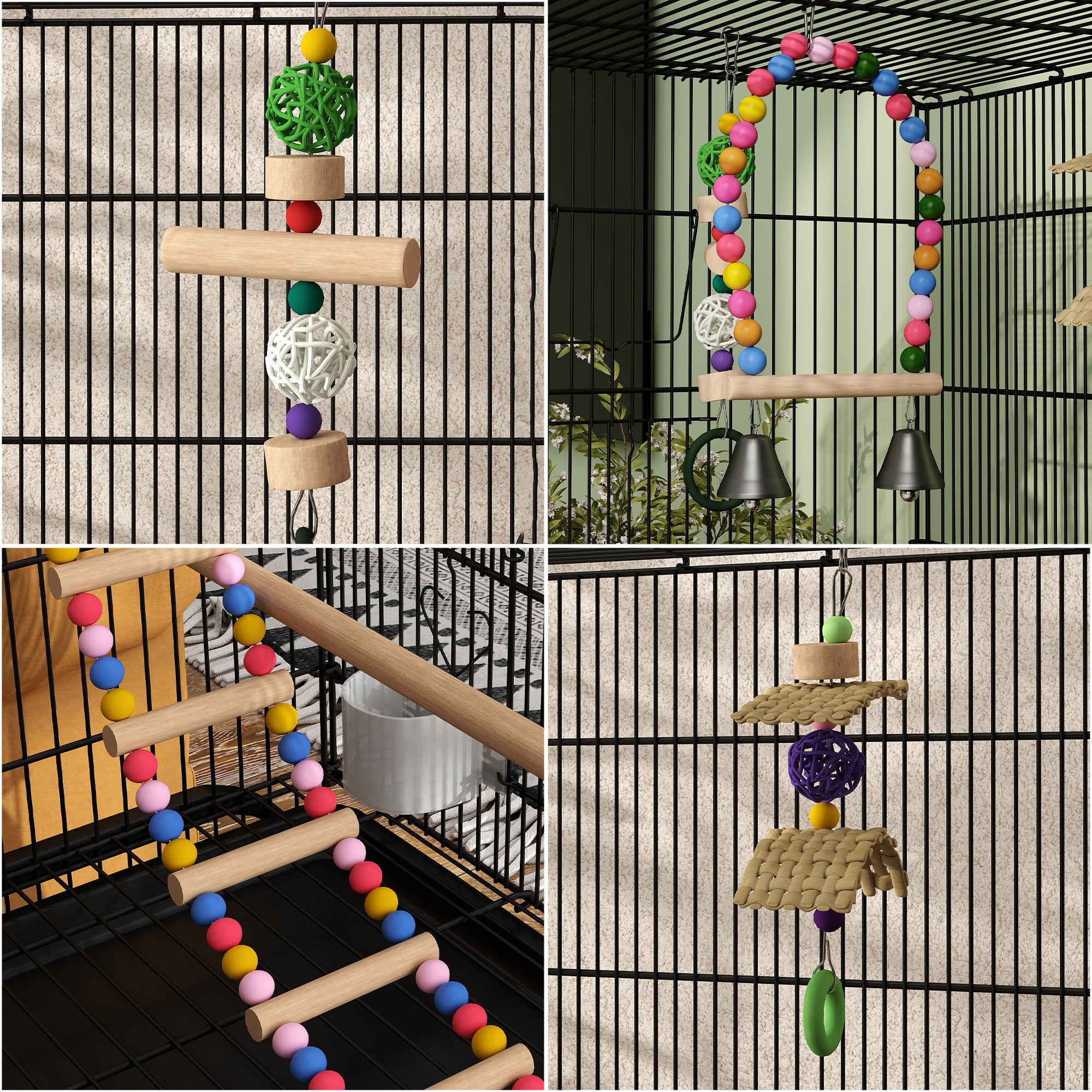 43" Bird Cage for Budgies Cockatiels Canaries Lovebirds Finches with Rolling Stand, Toys, Removable Tray, Storage Shelf, Black