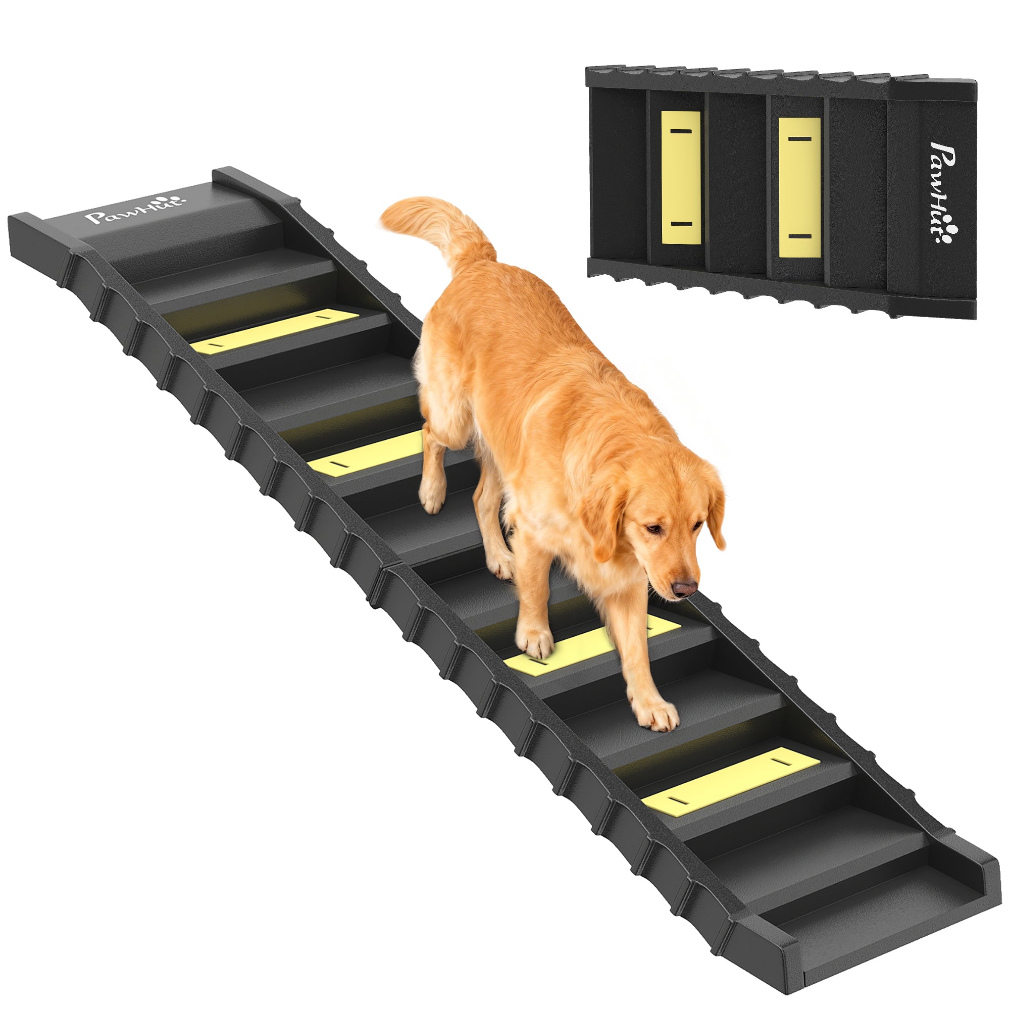 Dog Ramp for Cars, Trucks, SUVs, Foldable 10 Step Pet Stairs Non-Slip for Small to Large Dogs, Lightweight Pet Ramp Supports up to 75 kg, for Indoor Outdoor