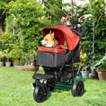 Load image into Gallery viewer, 3 Wheel Dog Stroller, Folding Pet Stroller Jogger with Adjustable Canopy, Storage Basket, Mesh Window, Cupholder, for Small Dogs & Cats, Red
