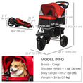 Load image into Gallery viewer, 3 Wheel Dog Stroller, Folding Pet Stroller Jogger with Adjustable Canopy, Storage Basket, Mesh Window, Cupholder, for Small Dogs & Cats, Red
