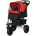 Load image into Gallery viewer, 3 Wheel Dog Stroller, Folding Pet Stroller Jogger with Adjustable Canopy, Storage Basket, Mesh Window, Cupholder, for Small Dogs & Cats, Red
