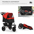 Load image into Gallery viewer, 3 Wheel Dog Stroller, Folding Pet Stroller Jogger with Adjustable Canopy, Storage Basket, Mesh Window, Cupholder, for Small Dogs & Cats, Red
