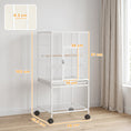 Load image into Gallery viewer, Detachable Bird Cage on Wheels, for Finches, Parakeets, Budgies, Budgie Cage, Parrot Aviary with Accessories, Storage Shelf - White
