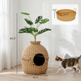 Load image into Gallery viewer, Hidden Cat Litter Box Plant Furniture Enclosure with Faux Plant & Stainless Steel Tray, Decorative Rattan Planter Cat Bed,  Odor Control Filter & Real Stones, for Bedroom, Living Room, Corner
