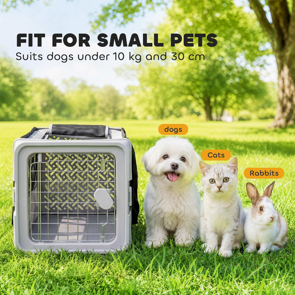 Pet Carrier Bag, Soft-Sided Dog Carrier with Bottom Board and Mesh Windows, Foldable Pet Travel Bag for Mini Dogs Under 22 lbs and Cats, Grey