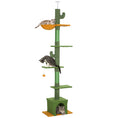 Load image into Gallery viewer, Floor-to-Ceiling Cat Tree, 230-275cm Height Adjustable Cat Tower, 6-Level Activity Centre for Indoor Cats with Scratching Posts, Cat House, Hammock, Toy Ball, Green
