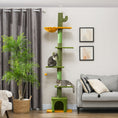 Load image into Gallery viewer, Floor to Ceiling Cat Tree, Cat Tower with 90.5"-108" Adjustable Height, 5 Tier Activity Centre with Scratching Posts, Hammock, Condo, Toy Ball for Indoor Cats, Green
