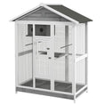 Load image into Gallery viewer, 65" Bird Cage Large Wooden Aviary for Canary with Standing Pole Nest Slide-out Tray, for Indoor Outdoor, Grey
