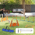 Load image into Gallery viewer, Dog Agility Equipment, 7-Piece Pet Agility Training Set with Weave Poles, Jump Ring, Hurdle, Pause Box, Bag, Obstacle Training Course Kit, Orange
