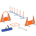 Load image into Gallery viewer, Dog Agility Equipment, 7-Piece Pet Agility Training Set with Weave Poles, Jump Ring, Hurdle, Pause Box, Bag, Obstacle Training Course Kit, Orange
