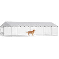 Load image into Gallery viewer, Outdoor Dog Kennel with Roof, 20' x 7.5' x 5' Chain Link Dog Run with Waterproof UV-Resistant Cover, Double Secure Locks, Adjustable Rotating Bowls, for Large Breeds, Chickens, Ducks, Geese
