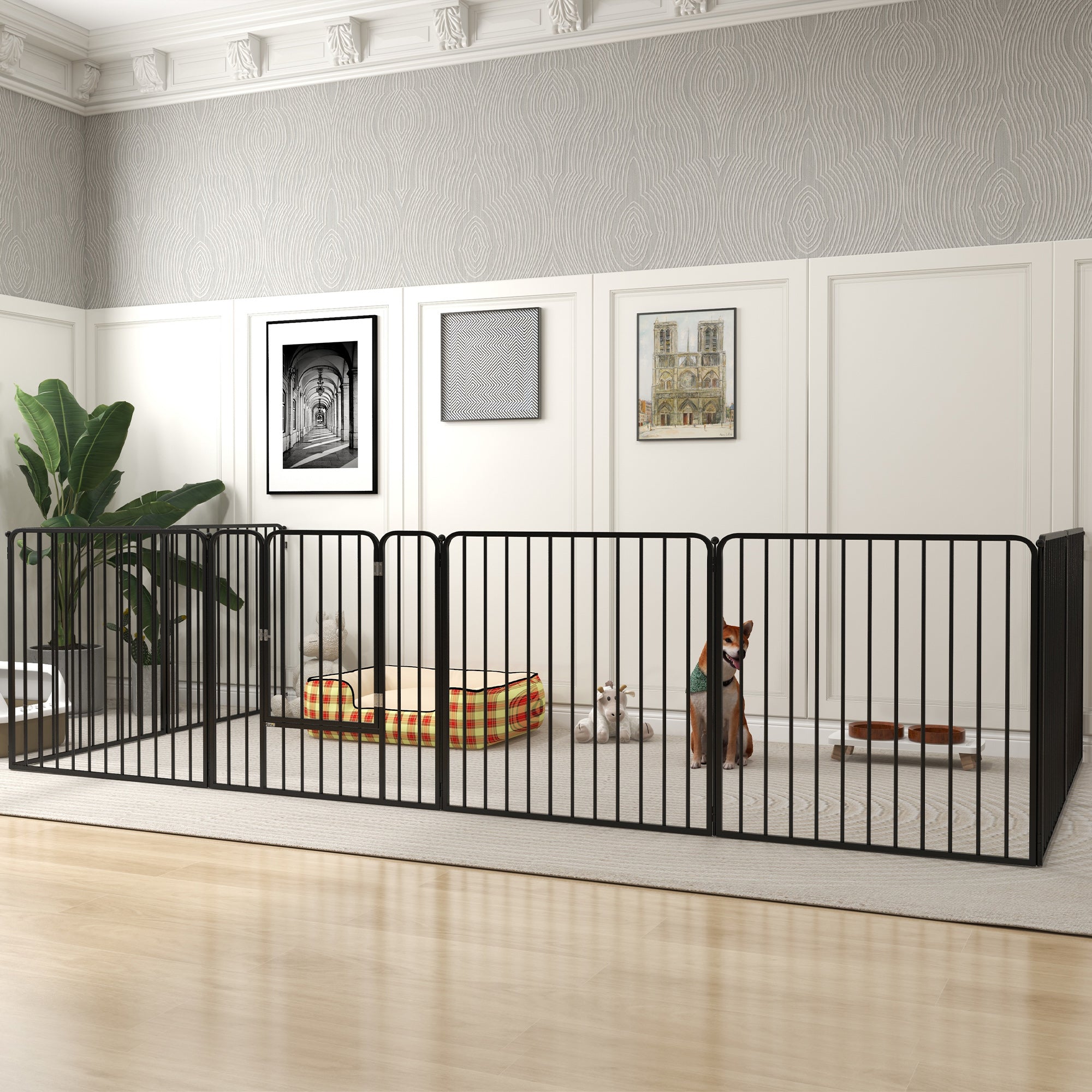 Heavy Duty Dog Playpen, Steel Dog Pen with Door, Pet Exercise Fence, Outdoor Indoor DIY Design for Small and Medium Dogs, 31.5" Height, 8 Panels
