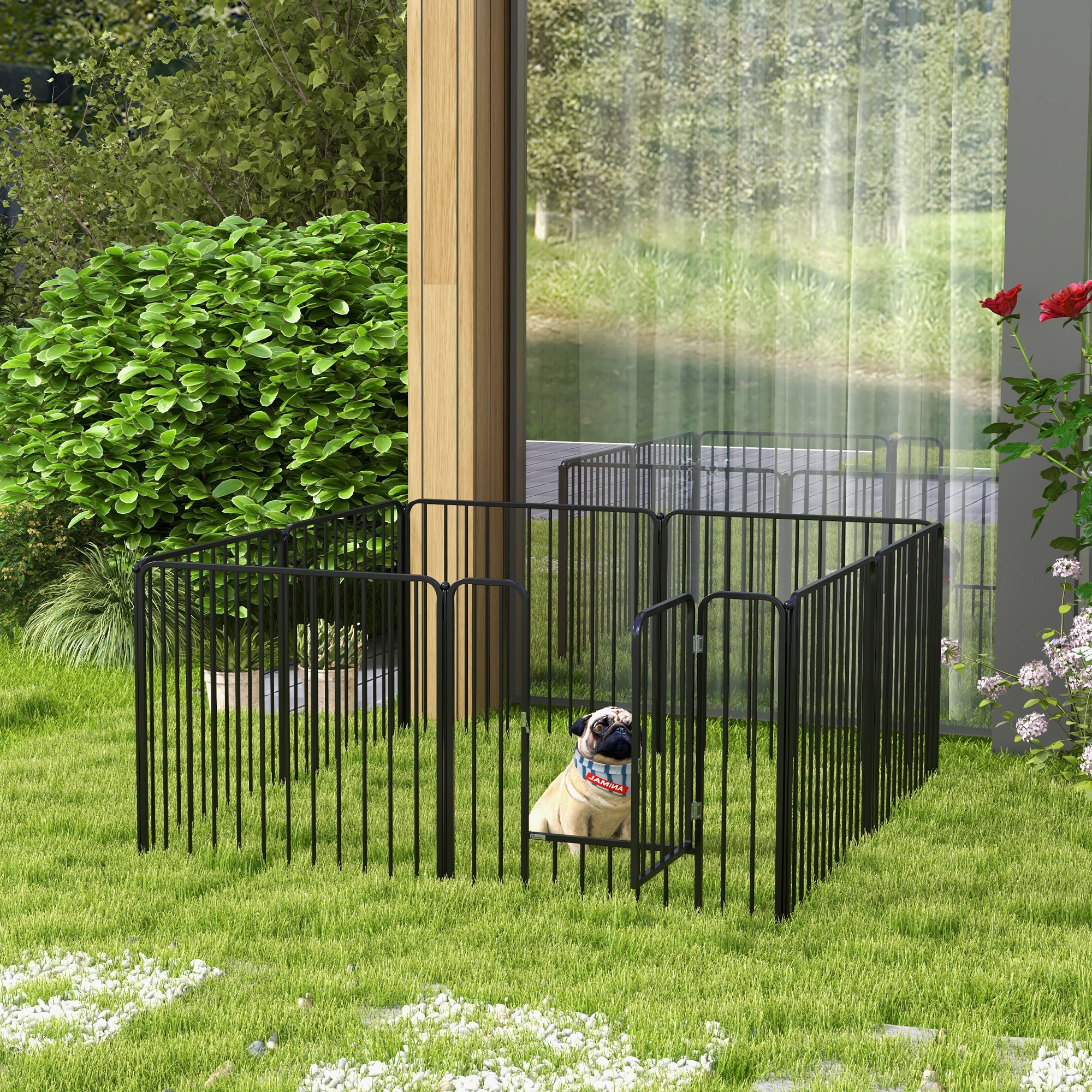 Heavy Duty Dog Playpen, 8 Panels Dog Pen, 80cm Height Pet Playpen Exercise Pen, with Door, for Small and Medium Dogs