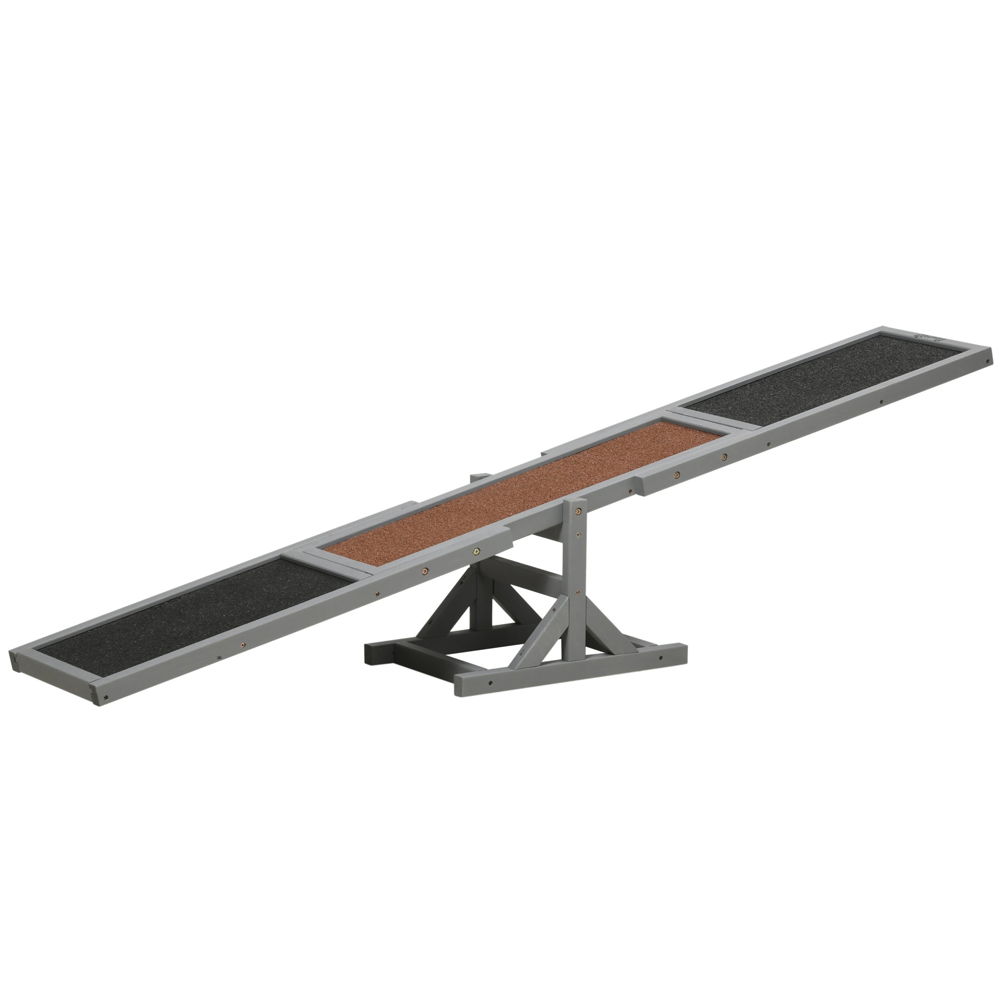 Wooden Pet Seesaw for Big Dogs, Agility Training Equipment for Dogs with Anti-Slip surface, 180 x 30 x 30cm - Grey