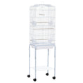 Load image into Gallery viewer, Bird Cage Budgie Cages for Finch Canary Parakeet with Stand Wheels Slide-out Tray Accessories Storage Shelf, White 46.5 x 36 x 157 cm
