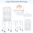 Load image into Gallery viewer, Bird Cage Budgie Cages for Finch Canary Parakeet with Stand Wheels Slide-out Tray Accessories Storage Shelf, White 46.5 x 36 x 157 cm
