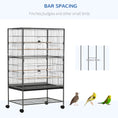 Load image into Gallery viewer, 52" Large Rolling Steel Bird Cage Bird House with Rolling Stand, Storage Shelf, Wood Perch, Food Container, Dark Grey
